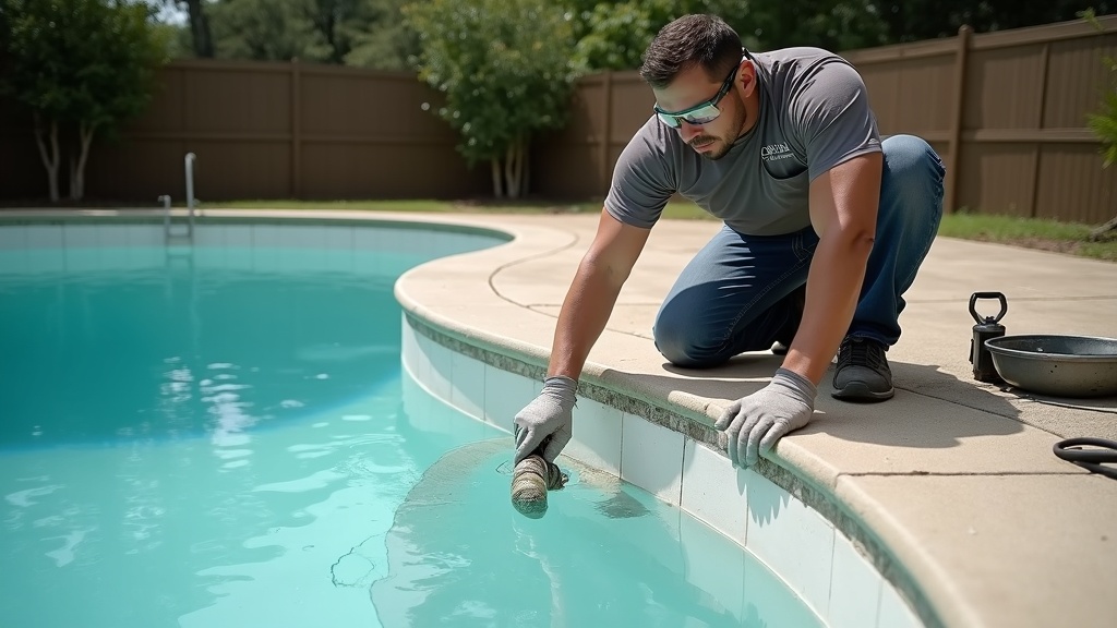 Cracked gunite pool shell repair by professional in The Woodlands TX