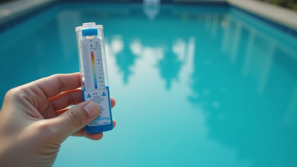 Pool test kit measuring chlorine and pH to identify why a swimming pool smells